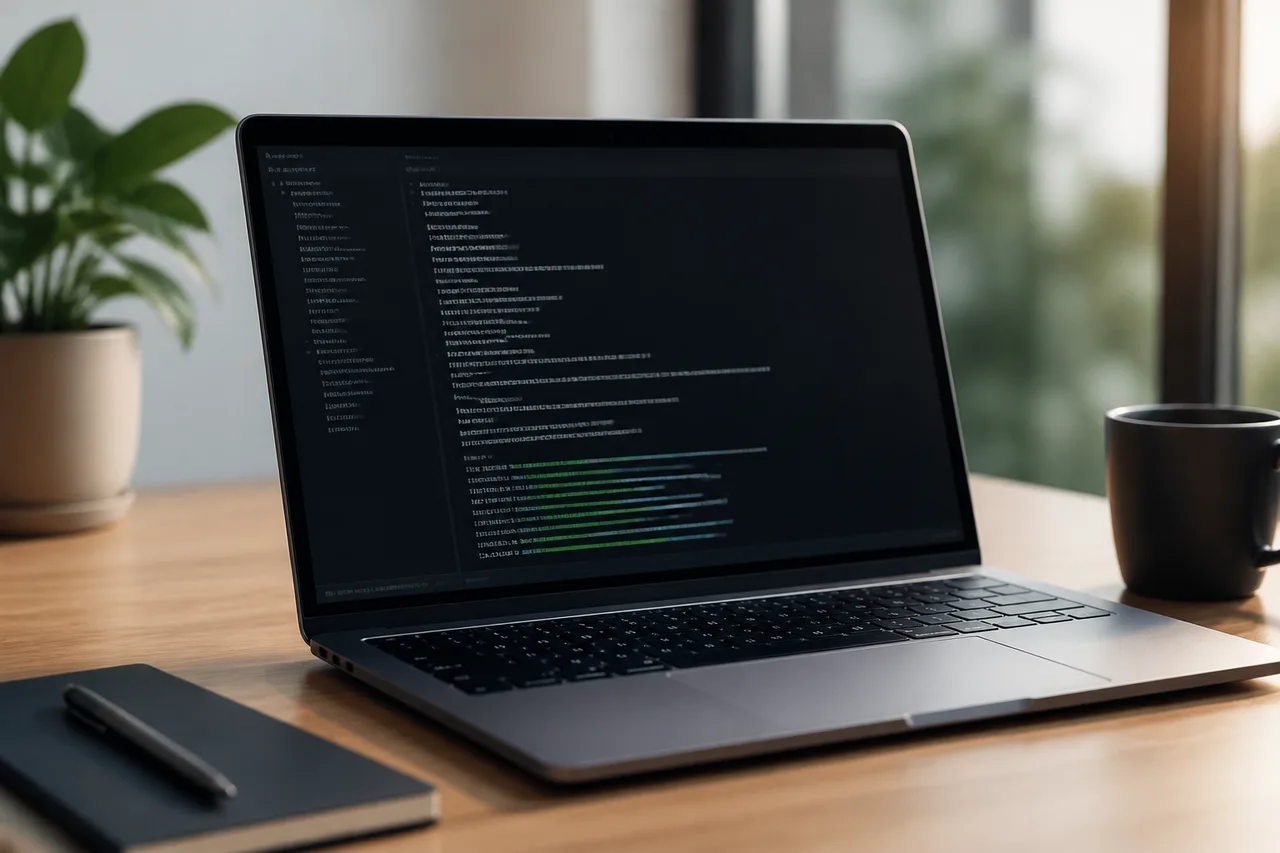 Gemini CLI 설치 및 API 키 연동 가이드: Node.js 20 환경 설정 1 터미널 명령줄 인터페이스에서 패키지 설치 명령어가 실행 중인 노트북 화면